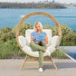 LHBCRAFT Rattan Wicker Egg Chair-330Lbs Weight Capacity, Egg Basket Lounge Chair with 4 Cushions, Oversized Indoor and Outdoor Lounger Chair for Patio & Living Room, Steel Fram,Christmas Gift
