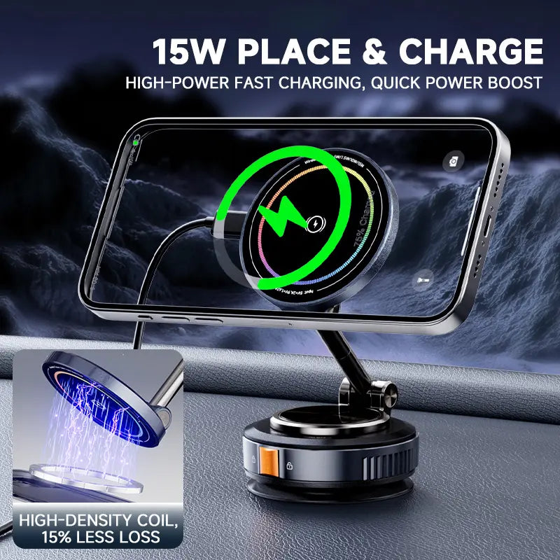 【Upgraded】Rechargeable Magnetic Phone Holder, 360° Rotatable, Adjustable, Foldable, with Strong Magnetic and Enhanced Adhesive Suction for Car Use. Compatible with Iphone and Android Phones. No Noise