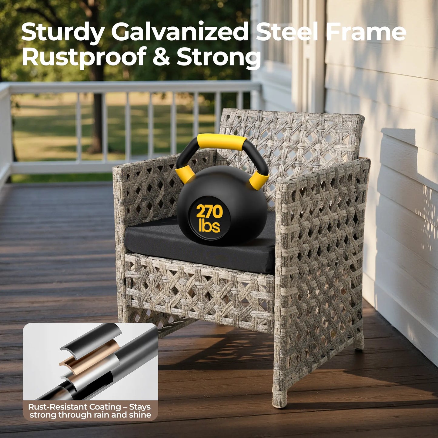 【Mother'S Day Gift】Ovios 4-Piece Patio Furniture Set, Outdoor Wicker Furniture with Coffee Table Glass Top Included, Modern Rattan Chairs Conversation Set, Outdoor Seating, Weather-Resistant, for Porch, Garden, Lawn