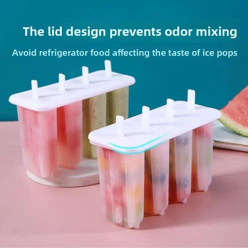 Popsicle Mold with Lid - Complete DIY Ice Cream & Sorbet Set for Home & Kids - Easy to Use Kitchen Gadgets for Homemade Desserts