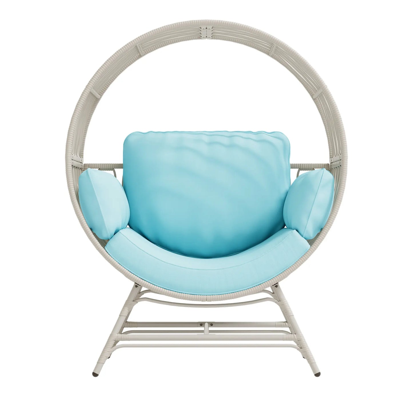 LHBCRAFT Rattan Wicker Egg Chair-330Lbs Weight Capacity, Egg Basket Lounge Chair with 4 Cushions, Oversized Indoor and Outdoor Lounger Chair for Patio & Living Room, Steel Fram,Christmas Gift