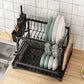 2 Tier Large Dish Drying Rack,Drying Rack with Automatic Drainboard,Rustproof Dish Drainer with Removable Utensil Holder, Cups Holder