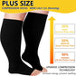 Open Toe plus Size Compression Socks for Women & Men 15-20 Mmhg Toeless Wide Calf Support Knee High Socks - Medical Grade Graduated Compression for Edema Varicose Veins Circulation Relief Comfortable Breathable Stockings