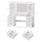 58.3”Vanity Desk with Mirror and Replaceable Lights & Charging Station,Bedroom Dressing Table,Large Vanity Set,8 Drawers and 2 Cabinets,Makeup Vanity Table with Charging Station,Without Stool