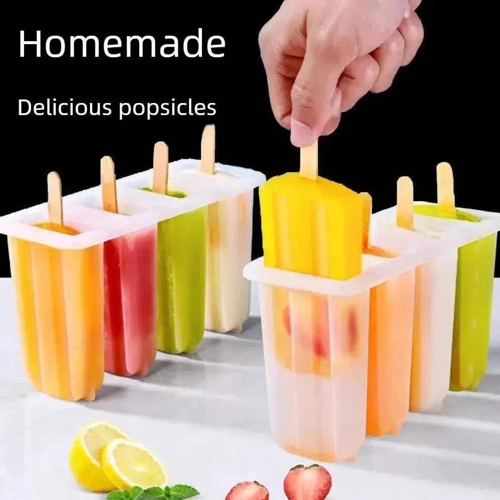 Popsicle Mold with Lid - Complete DIY Ice Cream & Sorbet Set for Home & Kids - Easy to Use Kitchen Gadgets for Homemade Desserts