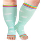 Open Toe plus Size Compression Socks for Women & Men 15-20 Mmhg Toeless Wide Calf Support Knee High Socks - Medical Grade Graduated Compression for Edema Varicose Veins Circulation Relief Comfortable Breathable Stockings