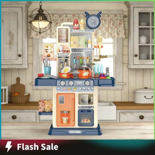 Ultimate King Size Pretend Play Kitchen Set for Kids - 45PCS with Realistic Cooking Stove, Play Sink, Sound & Light Effects, and Fun Kitchen Accessories