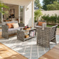 【Mother'S Day Gift】Ovios 4-Piece Patio Furniture Set, Outdoor Wicker Furniture with Coffee Table Glass Top Included, Modern Rattan Chairs Conversation Set, Outdoor Seating, Weather-Resistant, for Porch, Garden, Lawn