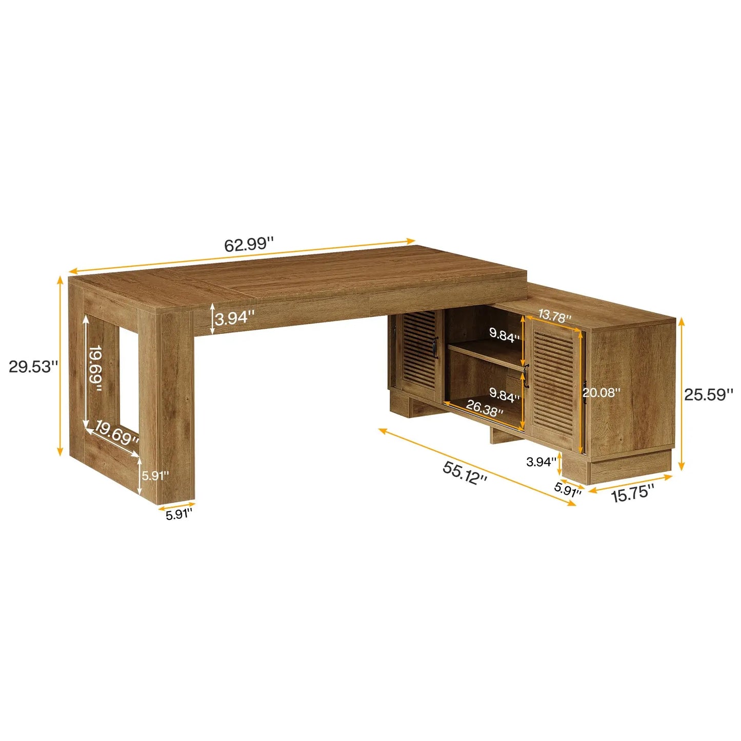 Tribesigns 63-Inch L Shaped Desk for Home Office with Storage Cabinets and Shelves, Modern Executive Computer Workstation