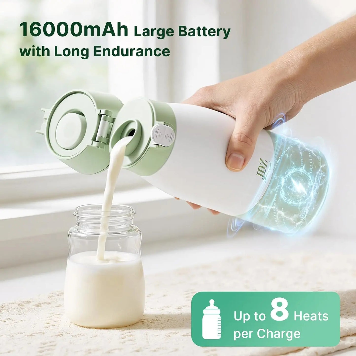 16000Mah Rechargeable Baby Bottle Warmer | 3-5 Mins Fast Heating Baby-Safe | 17Oz with Timer & Temp Control for Travel, Breast Milk, Formula