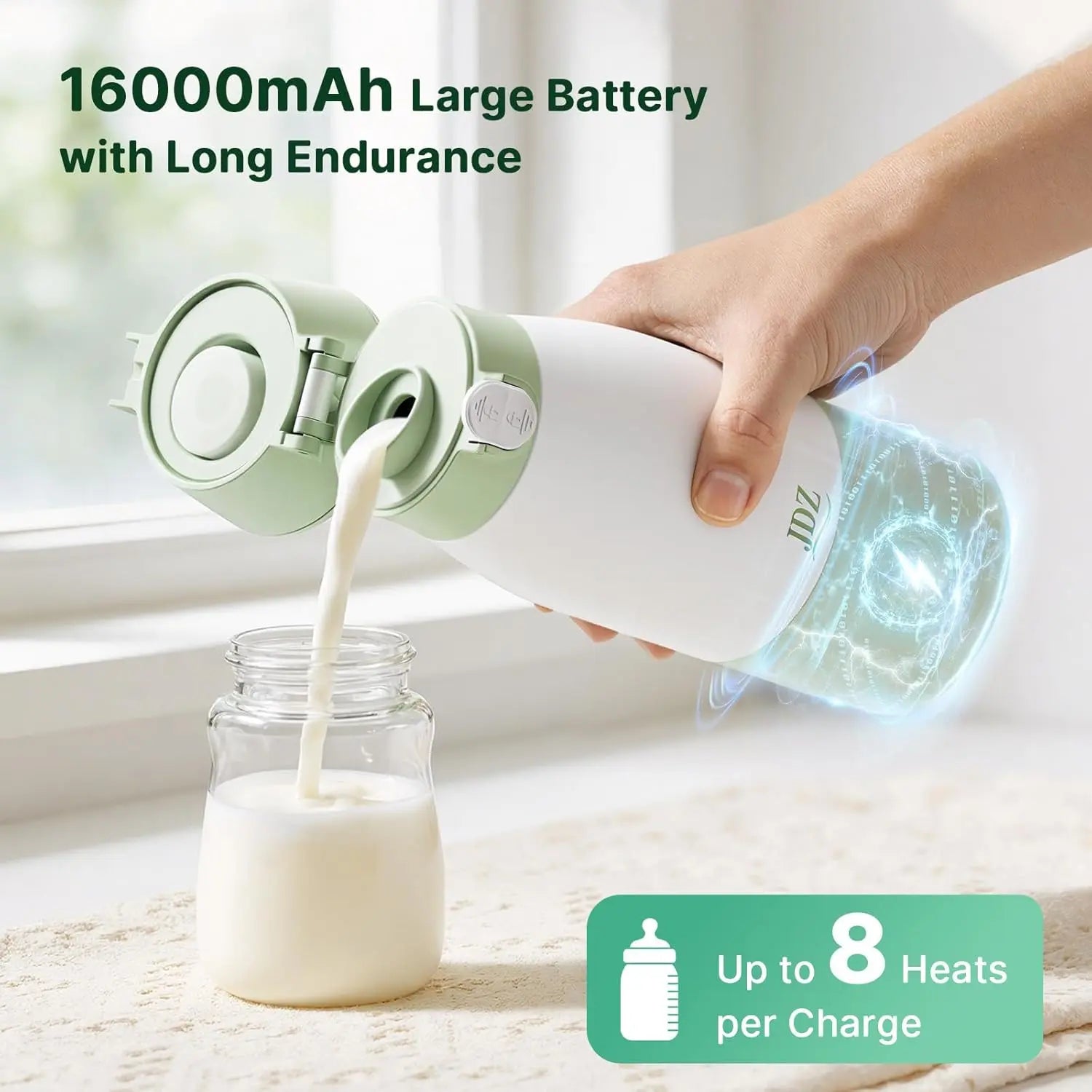 16000Mah Rechargeable Baby Bottle Warmer | 3-5 Mins Fast Heating Baby-Safe | 17Oz with Timer & Temp Control for Travel, Breast Milk, Formula