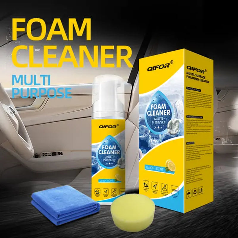 Stop Scrubbing! QIFOR Pro Foam Cleaner: Deep Stain Removal for Car Interior & Home Furniture. Safe on Plastic, Fabric & Upholstery