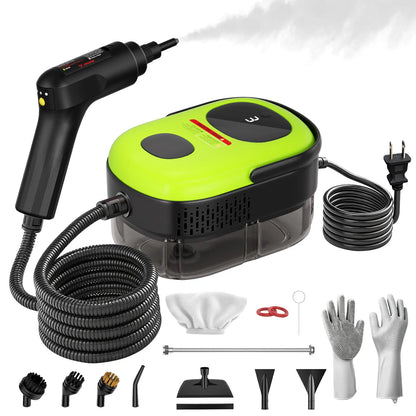 Household and Car Steam Cleaner, 1500W Power, 3-Level Adjustable, 1.4L Large-Capacity Water Tank, Comes with 15 Accessories, Handheld Steam Cleaner, Suitable for Fine Cleaning of Cars, Kitchen Grease, Tile Grout Cleaning, and Furniture Cleaning.