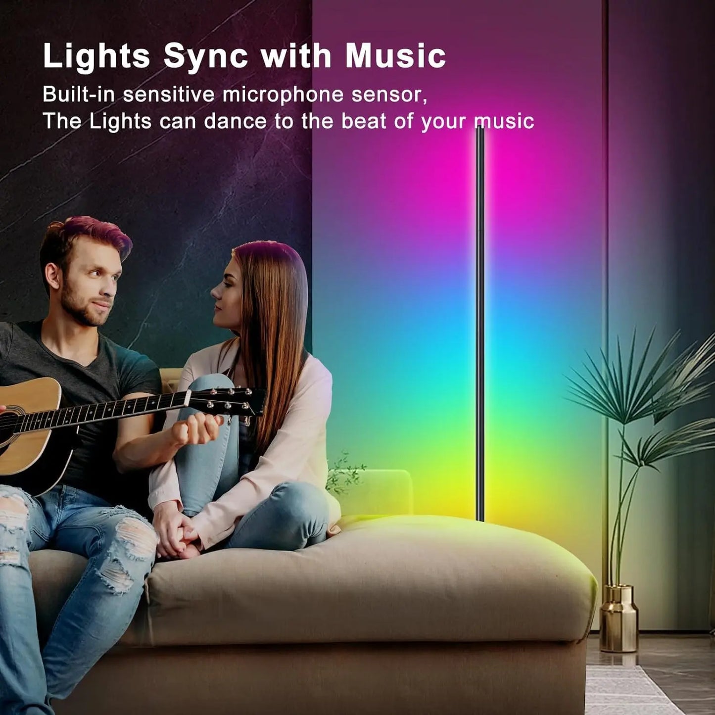 Rroetxi RGBIC Corner Floor Lamp – Minimalist Style with App & Remote Control, Stepless Dimming, Timer & Music Sync Modes, Perfect for Living Rooms, Bedrooms, Game Rooms & Party Decor