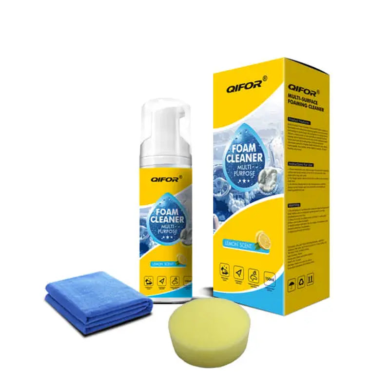 Stop Scrubbing! QIFOR Pro Foam Cleaner: Deep Stain Removal for Car Interior & Home Furniture. Safe on Plastic, Fabric & Upholstery