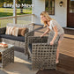 【Mother'S Day Gift】Ovios 4-Piece Patio Furniture Set, Outdoor Wicker Furniture with Coffee Table Glass Top Included, Modern Rattan Chairs Conversation Set, Outdoor Seating, Weather-Resistant, for Porch, Garden, Lawn