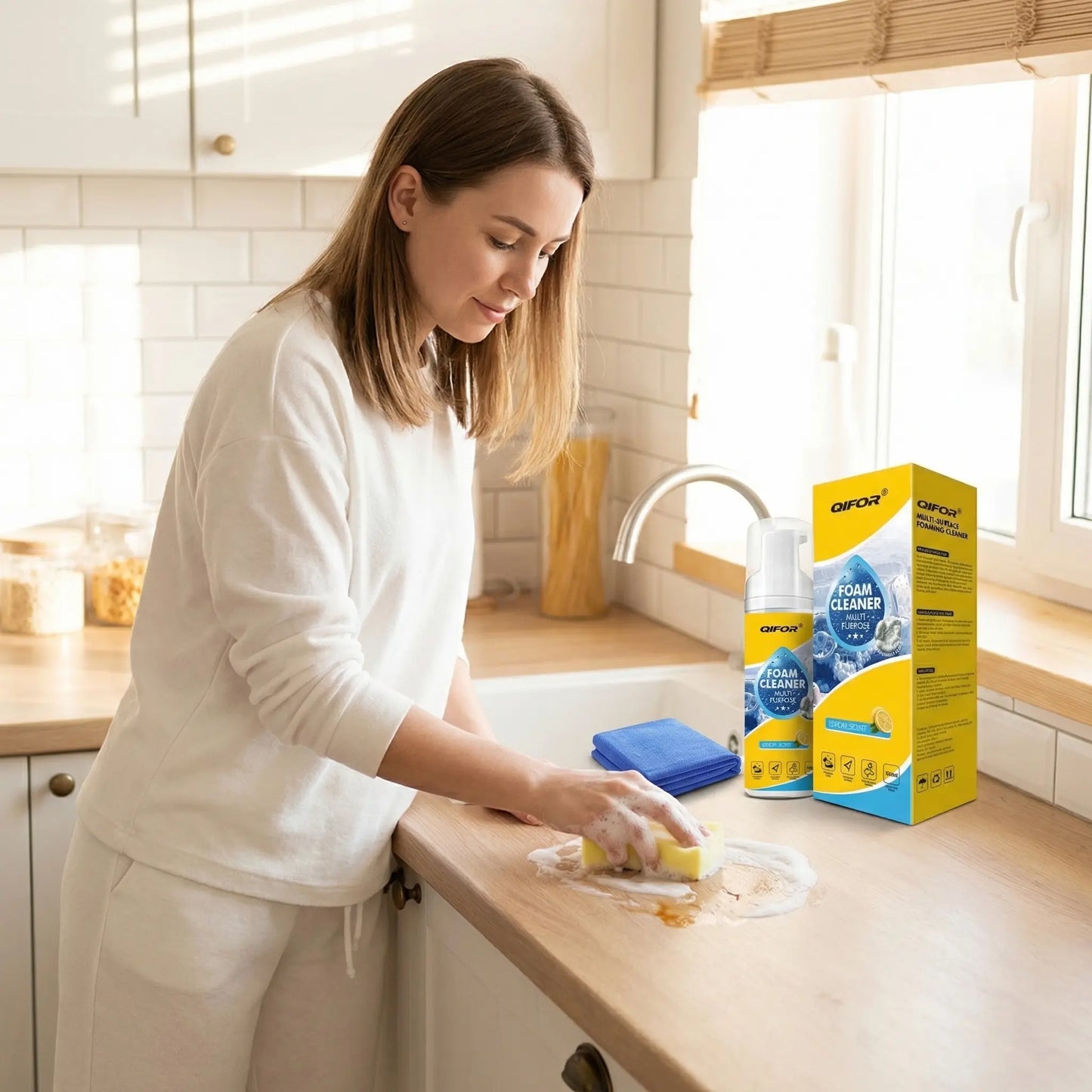 Stop Scrubbing! QIFOR Pro Foam Cleaner: Deep Stain Removal for Car Interior & Home Furniture. Safe on Plastic, Fabric & Upholstery