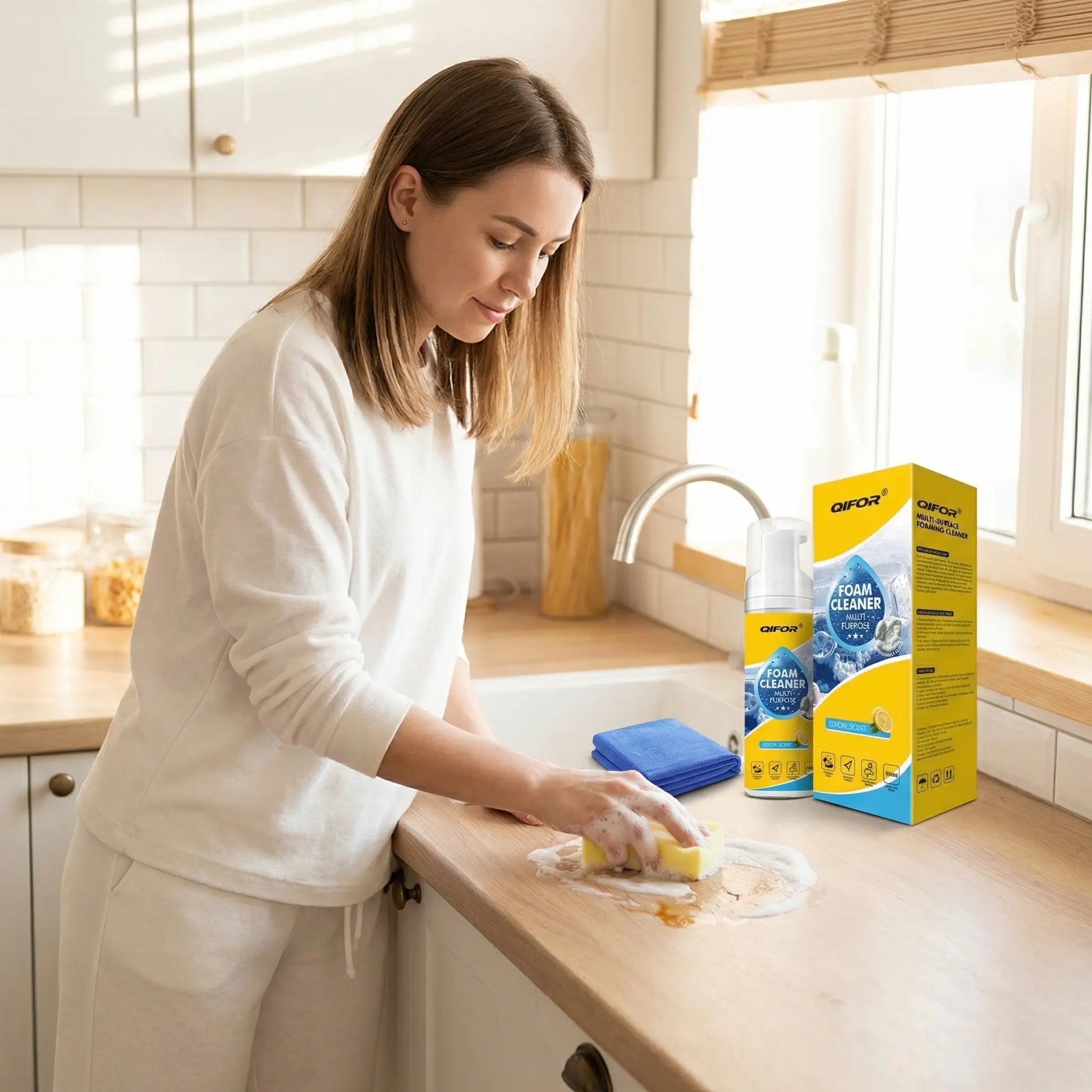 Stop Scrubbing! QIFOR Pro Foam Cleaner: Deep Stain Removal for Car Interior & Home Furniture. Safe on Plastic, Fabric & Upholstery