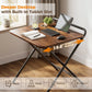 IRONCK Folding Desk for Small Spaces,Folding TV Tray Table, Industrial Snack Table for Eating at Couch,24.8 Inch Foldable Computer Table with 3-Level Adjustable Height & Tablet Slot, Space Saving, Writing Work Table for Home Office, Bedroom, Outdoor Patio