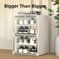 Hard Plastic Folding Stackable Shoe Box Organizer (4 Tiers)