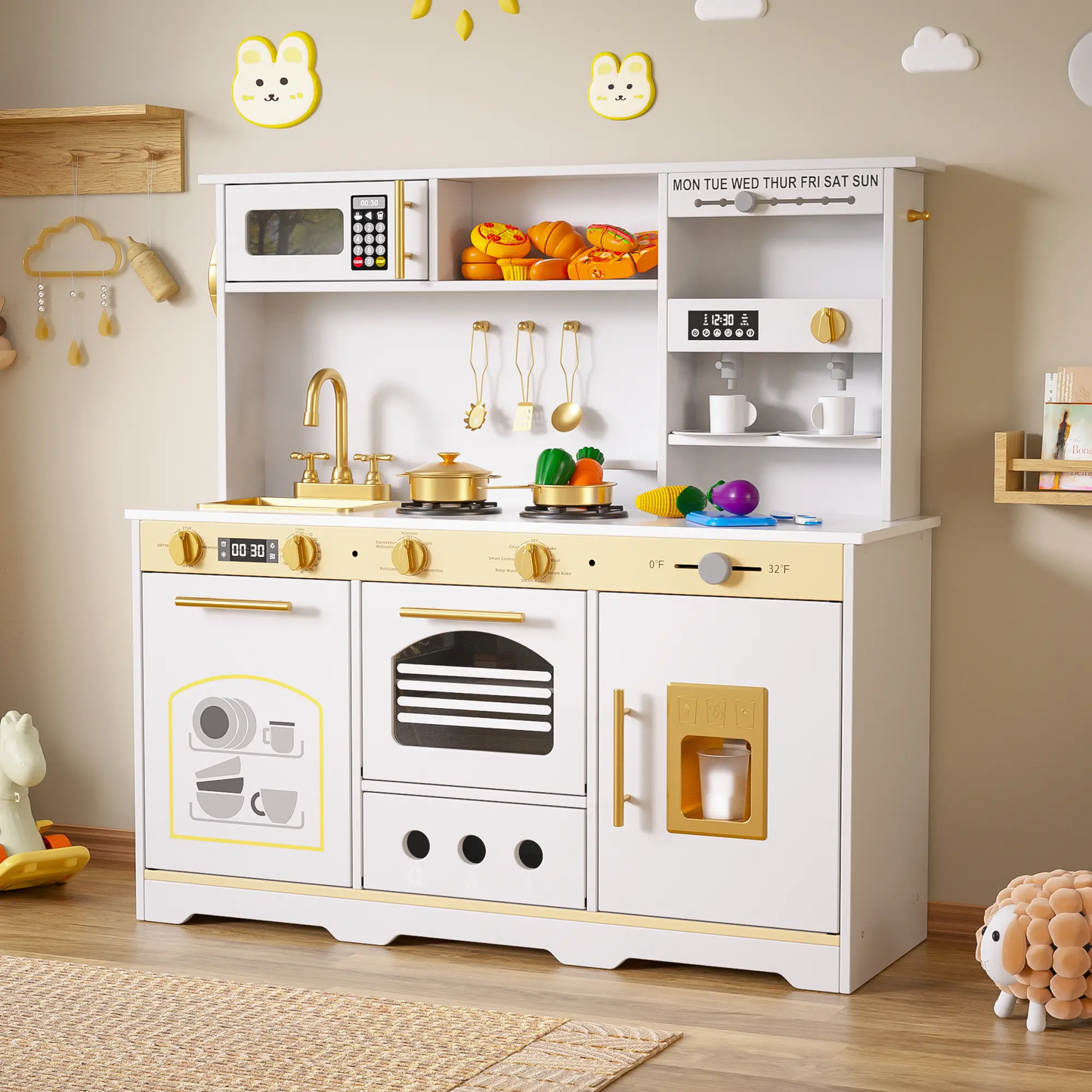 Kids Wooden Play Kitchen Set 21PCS – Pretend Play Toy