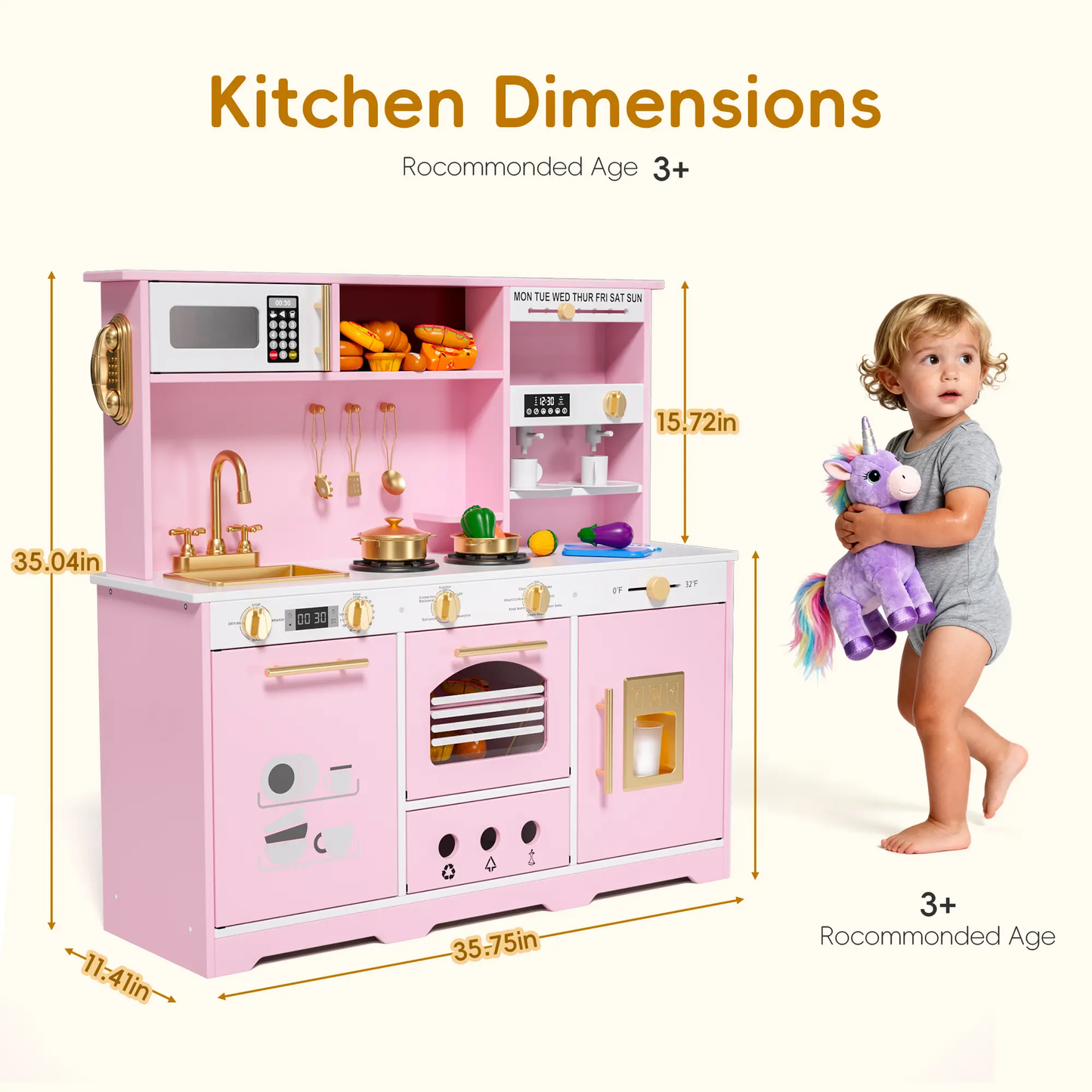 Kids Wooden Play Kitchen Set 21PCS – Pretend Play Toy