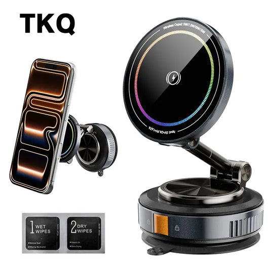 【Upgraded】Rechargeable Magnetic Phone Holder, 360° Rotatable, Adjustable, Foldable, with Strong Magnetic and Enhanced Adhesive Suction for Car Use. Compatible with Iphone and Android Phones. No Noise