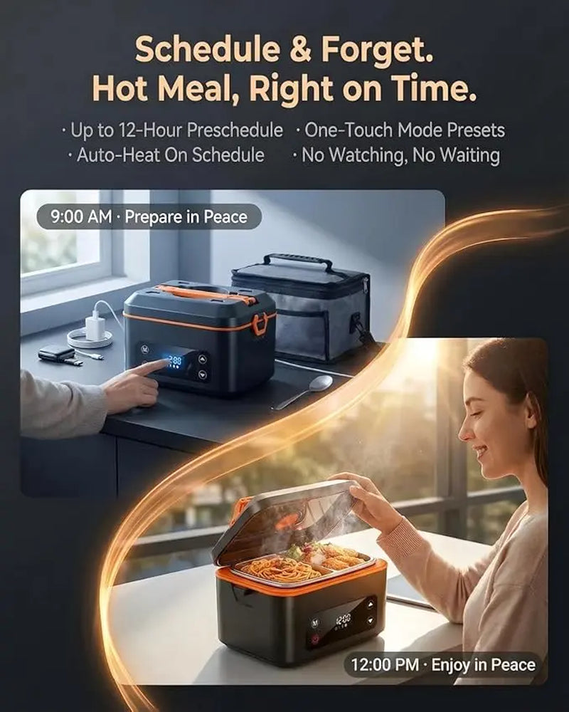 RUDAP Cordless Electric Lunch Box, 24000Mah Rechargeable 1.2L Portable Food Warmer with 5 Heating Modes, Auto Temperature Control, Heated Lunch Box – Perfect for Truck, Office, or Outdoor Worksite,Perfect as a Mother'S Day Gift