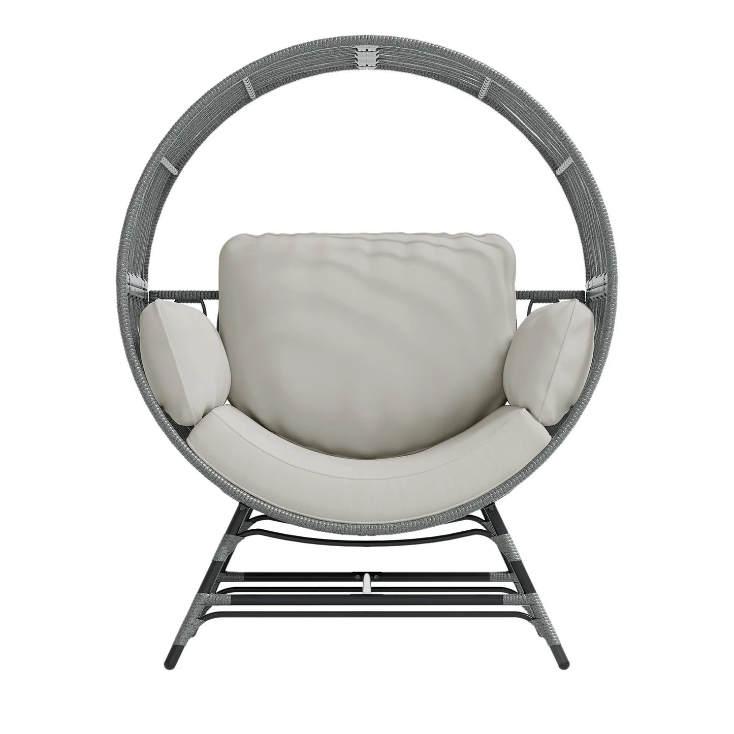 LHBCRAFT Rattan Wicker Egg Chair-330Lbs Weight Capacity, Egg Basket Lounge Chair with 4 Cushions, Oversized Indoor and Outdoor Lounger Chair for Patio & Living Room, Steel Fram,Christmas Gift