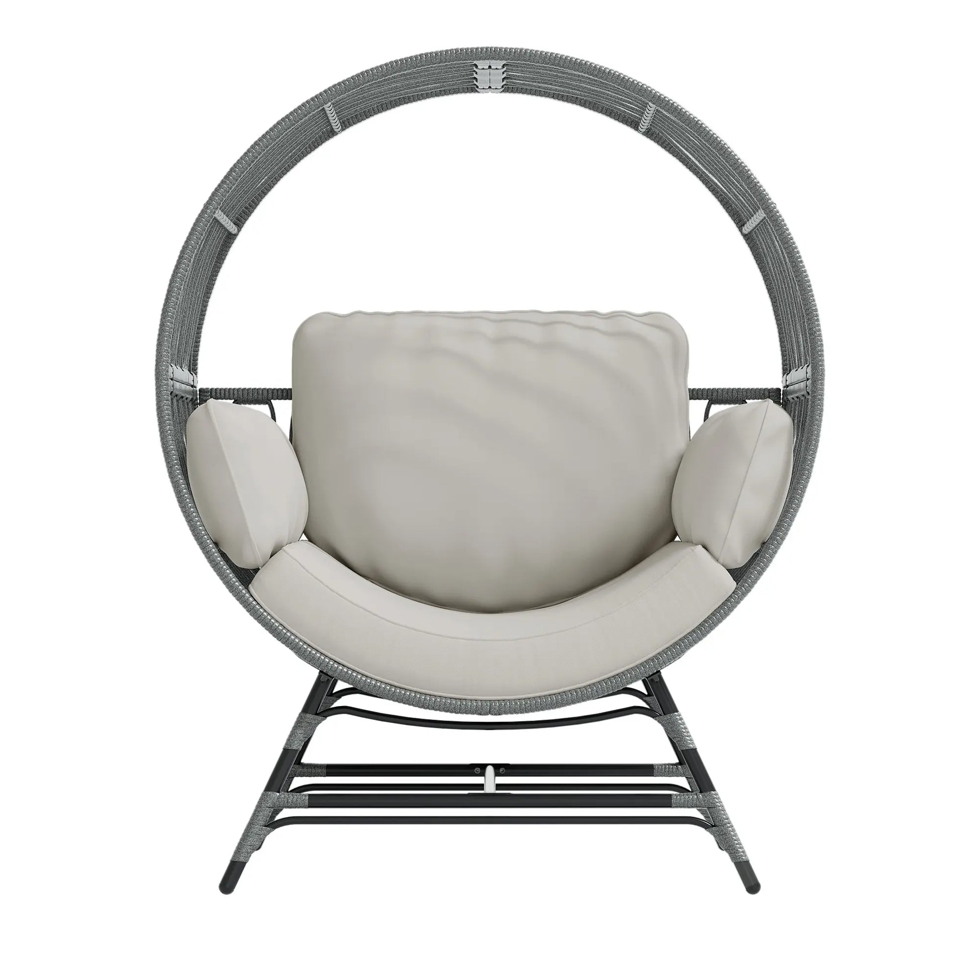 LHBCRAFT Rattan Wicker Egg Chair-330Lbs Weight Capacity, Egg Basket Lounge Chair with 4 Cushions, Oversized Indoor and Outdoor Lounger Chair for Patio & Living Room, Steel Fram,Christmas Gift