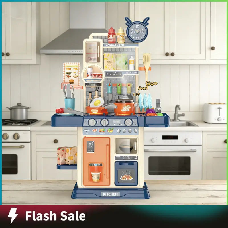 Ultimate King Size Pretend Play Kitchen Set for Kids - 45PCS with Realistic Cooking Stove, Play Sink, Sound & Light Effects, and Fun Kitchen Accessories