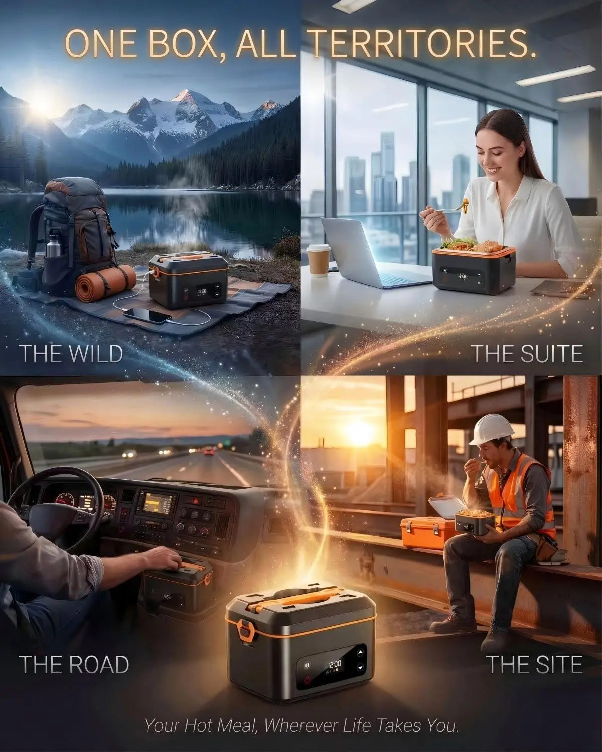 RUDAP Cordless Electric Lunch Box, 24000Mah Rechargeable 1.2L Portable Food Warmer with 5 Heating Modes, Auto Temperature Control, Heated Lunch Box – Perfect for Truck, Office, or Outdoor Worksite,Perfect as a Mother'S Day Gift