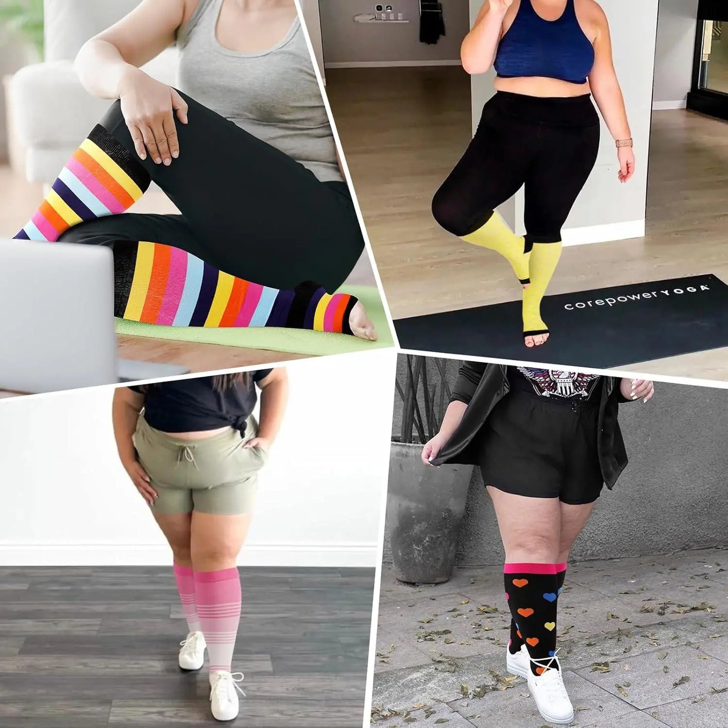Open Toe plus Size Compression Socks for Women & Men 15-20 Mmhg Toeless Wide Calf Support Knee High Socks - Medical Grade Graduated Compression for Edema Varicose Veins Circulation Relief Comfortable Breathable Stockings