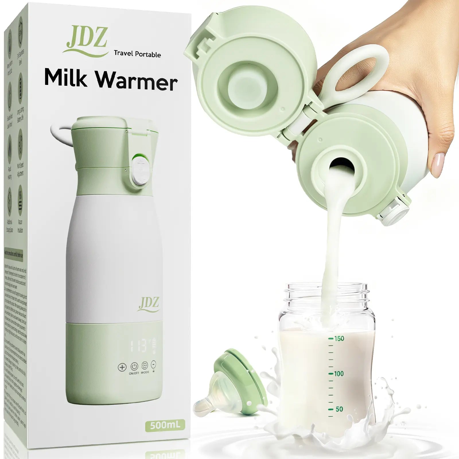 16000Mah Rechargeable Baby Bottle Warmer | 3-5 Mins Fast Heating Baby-Safe | 17Oz with Timer & Temp Control for Travel, Breast Milk, Formula