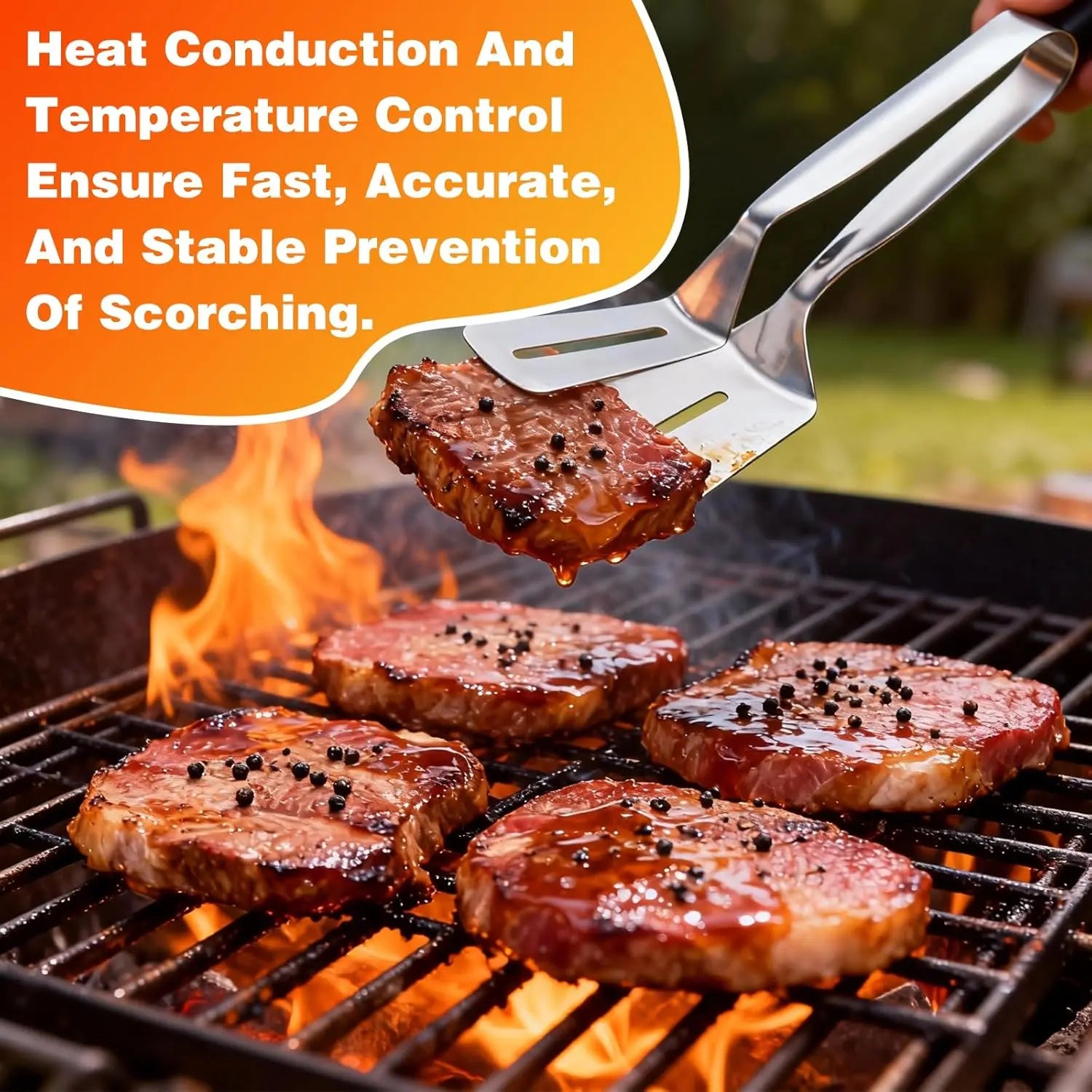 Elevate Your Grilling Game with the Long Handle Stainless Steel Grill Clamp – Perfect for Steak, Fish & Bread!