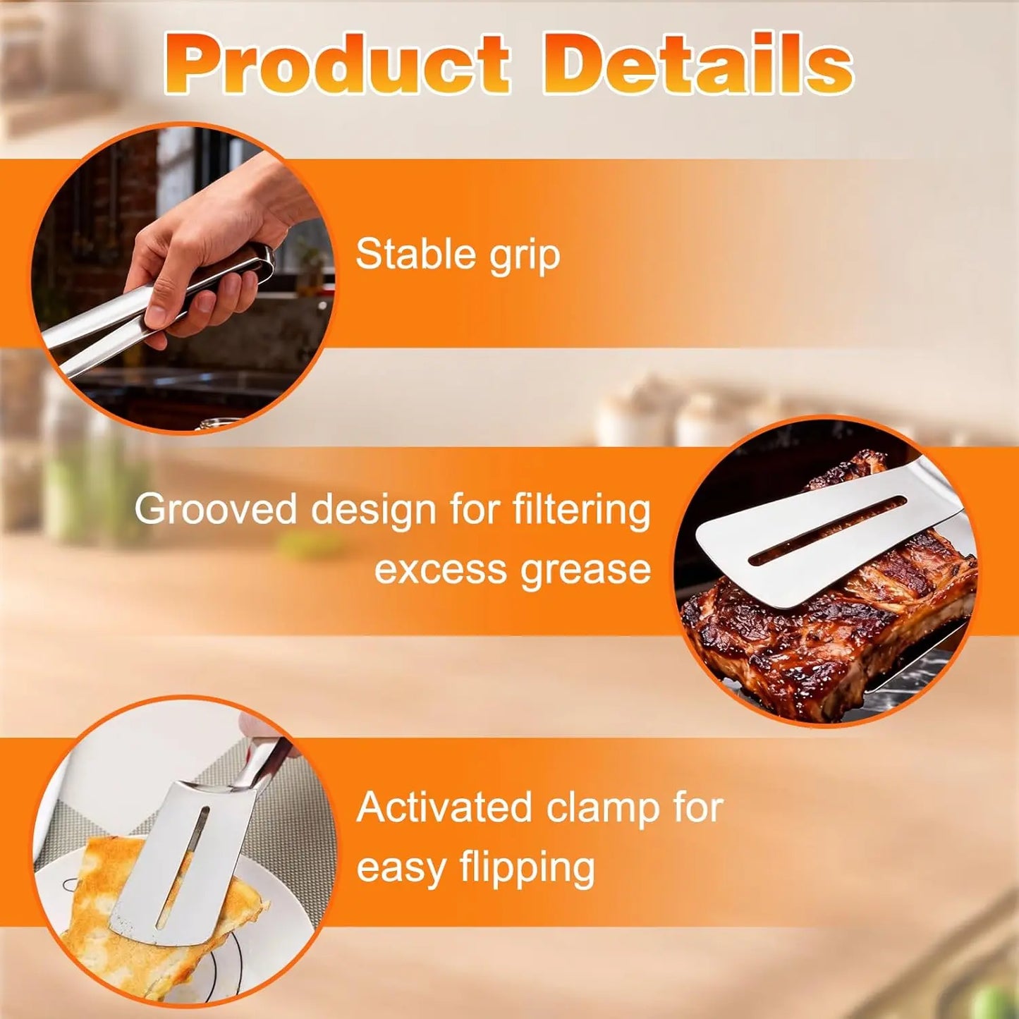 Elevate Your Grilling Game with the Long Handle Stainless Steel Grill Clamp – Perfect for Steak, Fish & Bread!