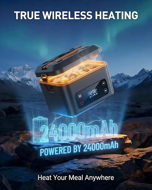 RUDAP Cordless Electric Lunch Box, 24000Mah Rechargeable 1.2L Portable Food Warmer with 5 Heating Modes, Auto Temperature Control, Heated Lunch Box – Perfect for Truck, Office, or Outdoor Worksite,Perfect as a Mother'S Day Gift