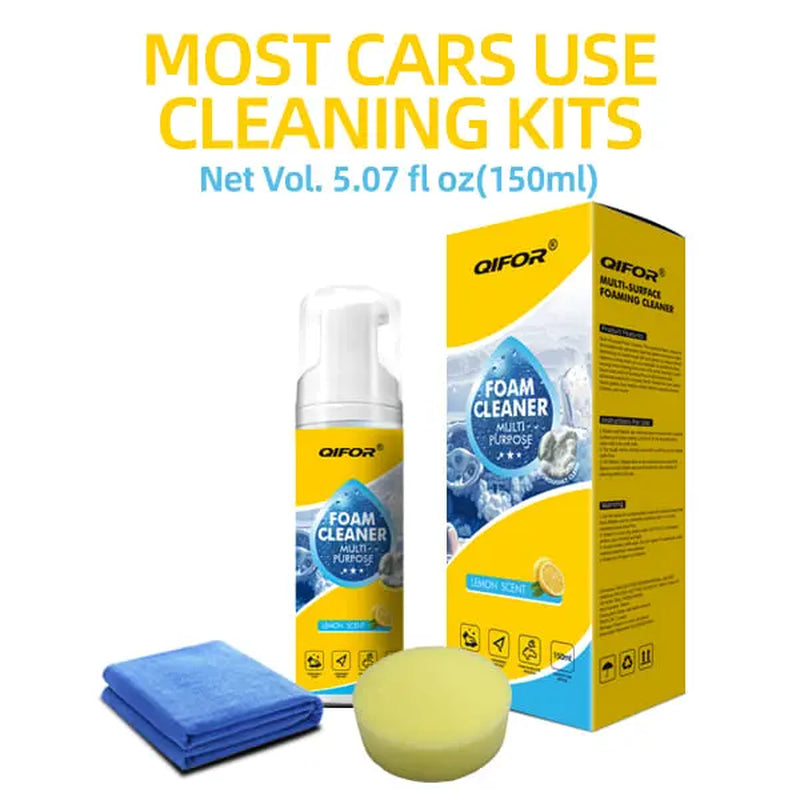 Stop Scrubbing! QIFOR Pro Foam Cleaner: Deep Stain Removal for Car Interior & Home Furniture. Safe on Plastic, Fabric & Upholstery