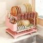 2 Tier Large Dish Drying Rack,Drying Rack with Automatic Drainboard,Rustproof Dish Drainer with Removable Utensil Holder, Cups Holder