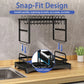 2 Tier Large Dish Drying Rack,Drying Rack with Automatic Drainboard,Rustproof Dish Drainer with Removable Utensil Holder, Cups Holder