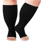 Open Toe plus Size Compression Socks for Women & Men 15-20 Mmhg Toeless Wide Calf Support Knee High Socks - Medical Grade Graduated Compression for Edema Varicose Veins Circulation Relief Comfortable Breathable Stockings