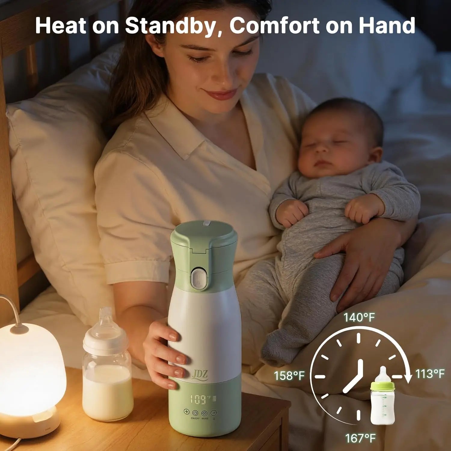 16000Mah Rechargeable Baby Bottle Warmer | 3-5 Mins Fast Heating Baby-Safe | 17Oz with Timer & Temp Control for Travel, Breast Milk, Formula