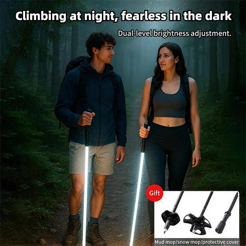 Professional Laser Saber Style LED Illuminated Walking Sticks | Waterproof, Ultra-Light, Rechargeable for Safe Hiking, Camping, and Outdoor Exploration Your Reliable Companion in the Dark