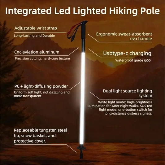 Professional Laser Saber Style LED Illuminated Walking Sticks | Waterproof, Ultra-Light, Rechargeable for Safe Hiking, Camping, and Outdoor Exploration Your Reliable Companion in the Dark